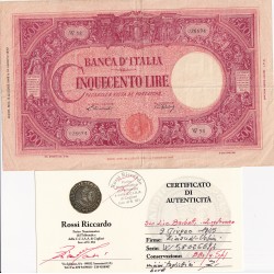 500 LIRE BARBETTI 9 GIUGNO 1945 - LUOGOTENENZA  BB+/qSPL 